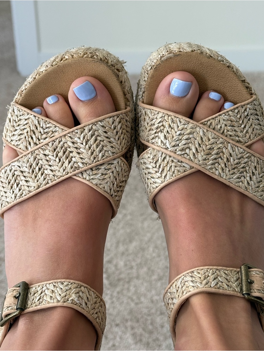Lucky Brand Woven Cross-Strap Sandals in Natural
